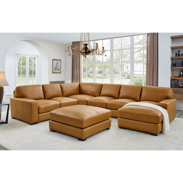 Off white leather 2024 sectional sofa